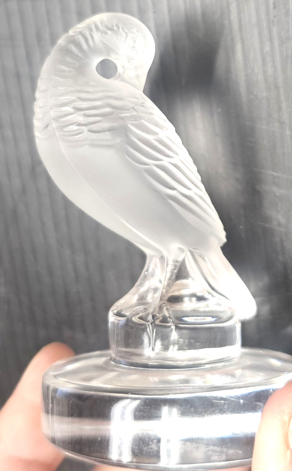 Vintage Lalique France Clear Crystal Tourterelle Preening Turtledove