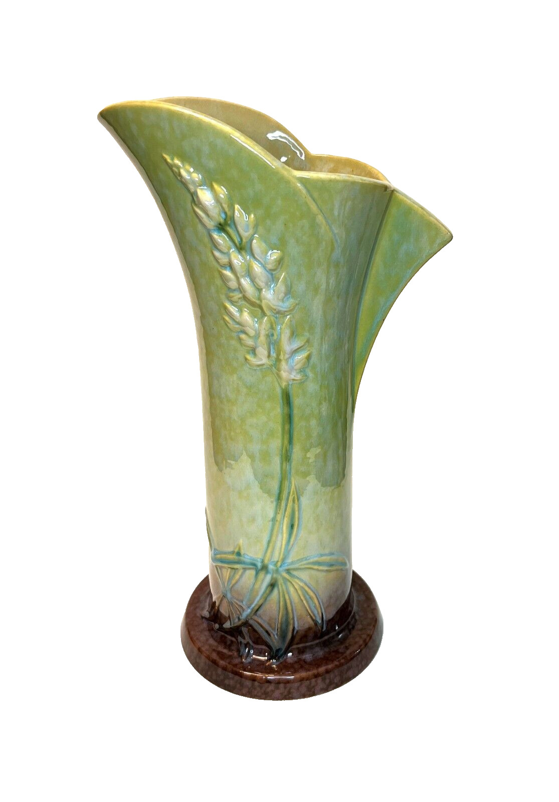 Roseville Wincraft vase 2V-15 green yellow Chartreuse? 15.75″ mid century modern
