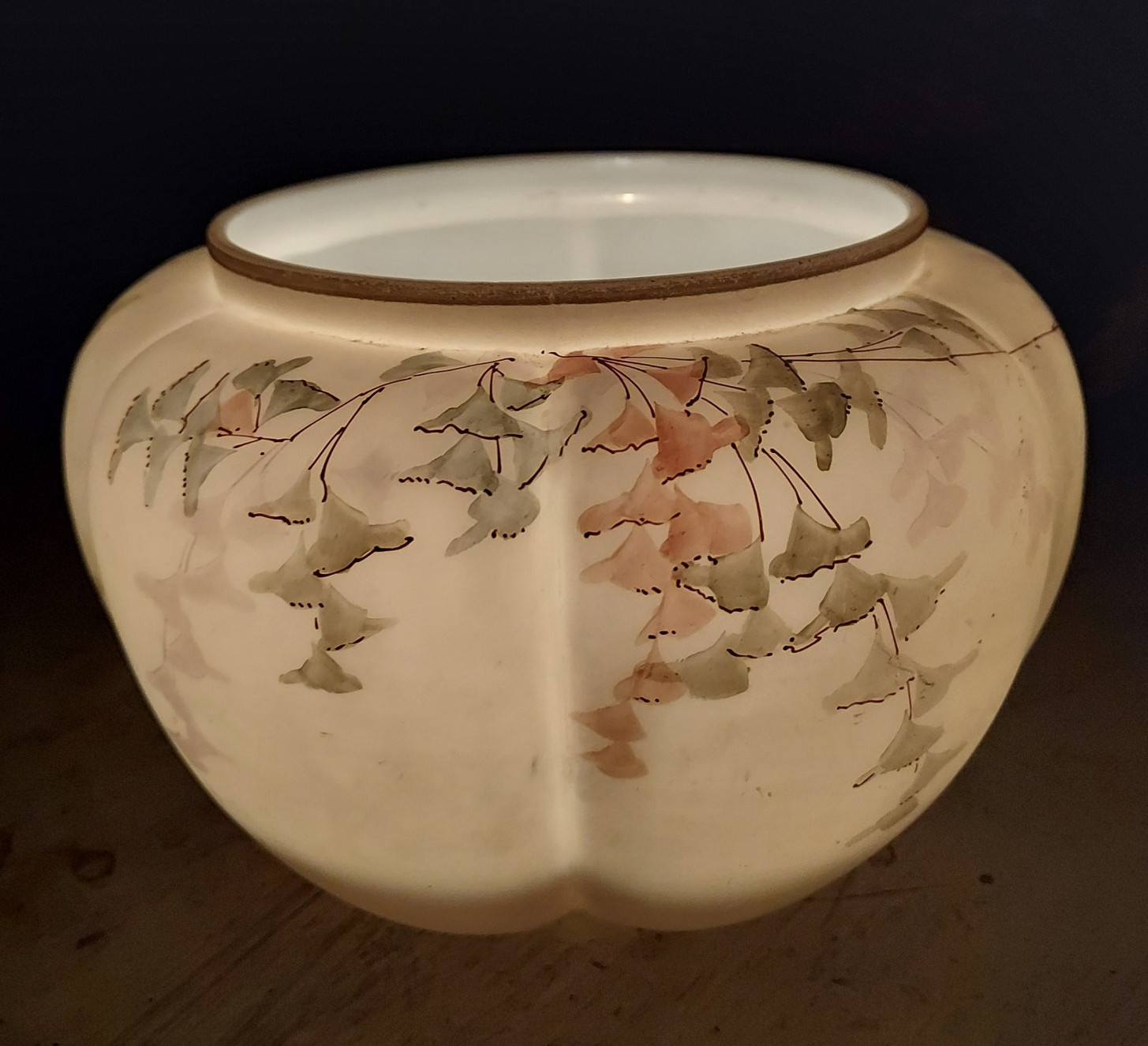 Rare 1880 Smith Brothers Satin Glass Bowl / Vase Mt Washington Opal Victorian