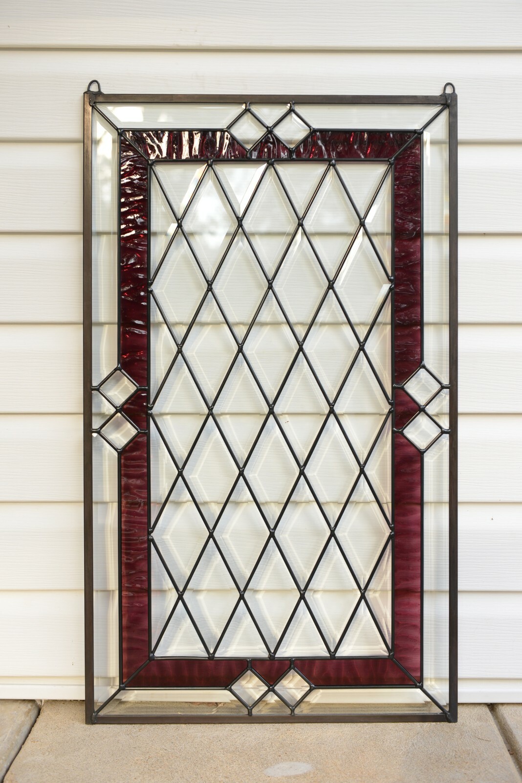 20.25″ x 34.25″ Stunning Handcrafted stained glass Clear Beveled window panel