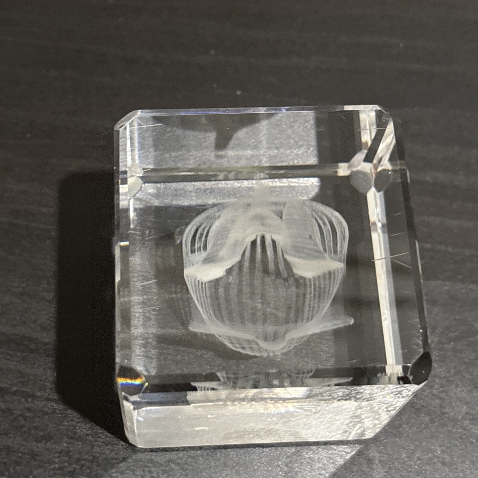 Asfour Crystal Egyptian Figurine Sculpture Cube Signed Egypt King 2.5”