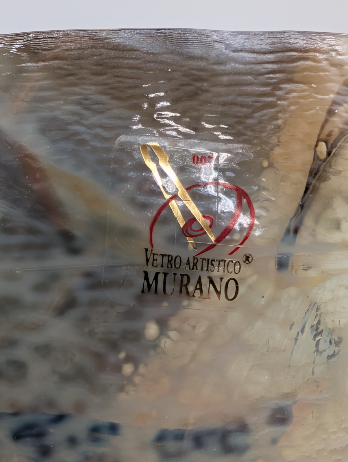 Vetro Artistico Clear/Multicolor Abstract Murano Art Glass 8” Vase