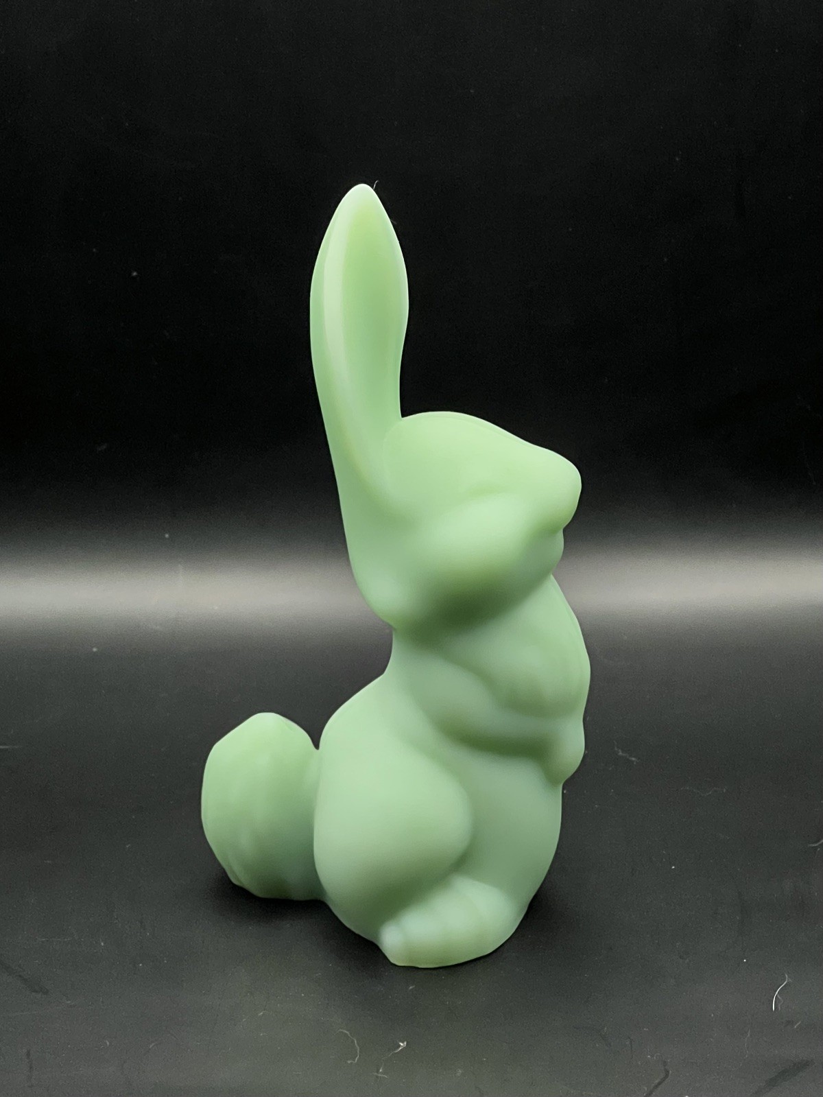Mosser Glass Satin Jadeite Viking Thumper Bunny Rabbit Matte Finish