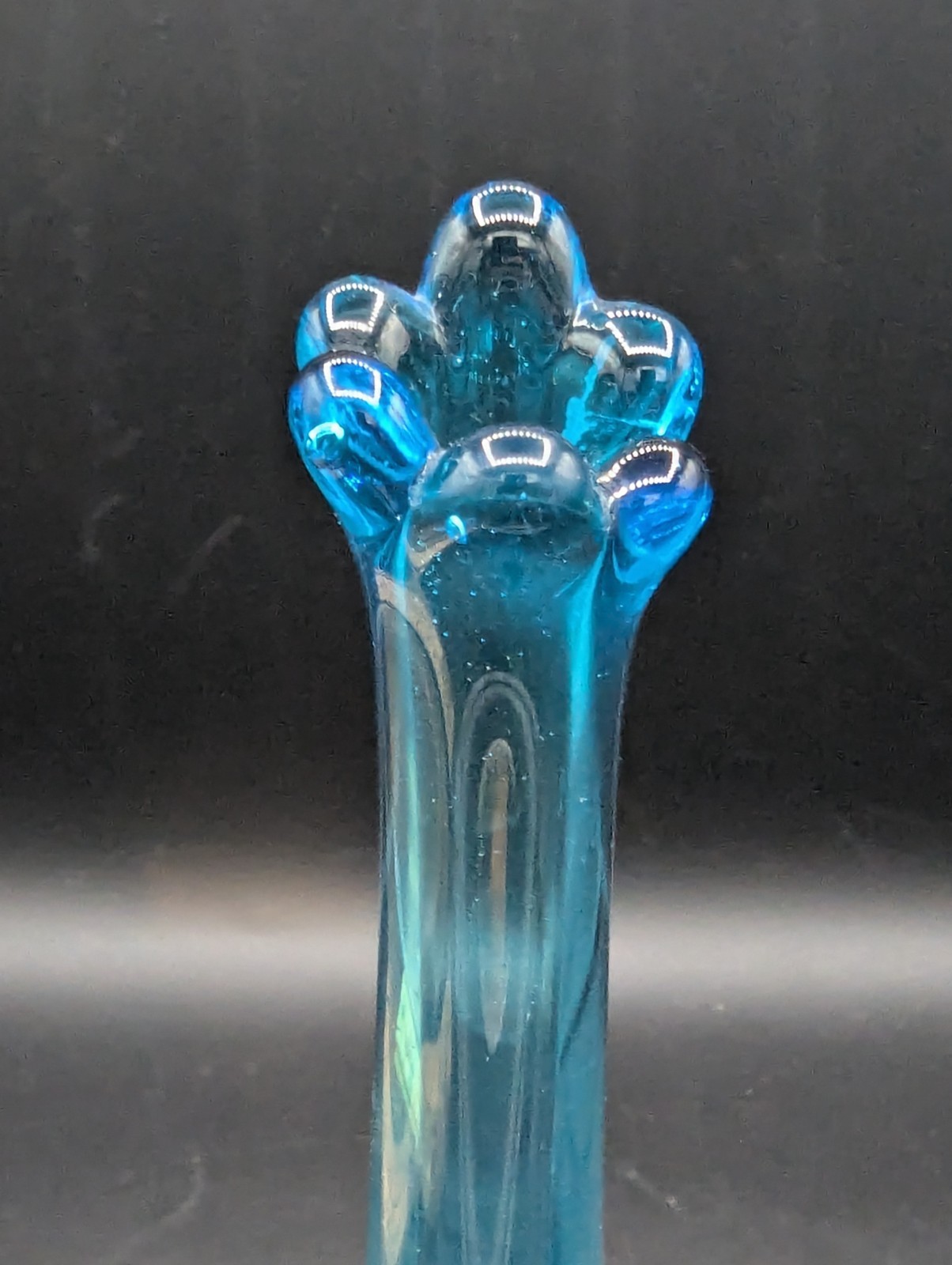 Vintage LE Smith Simplicity Swung Art Vase Peacock Blue MCM Pedestal 13″ SEE PIC