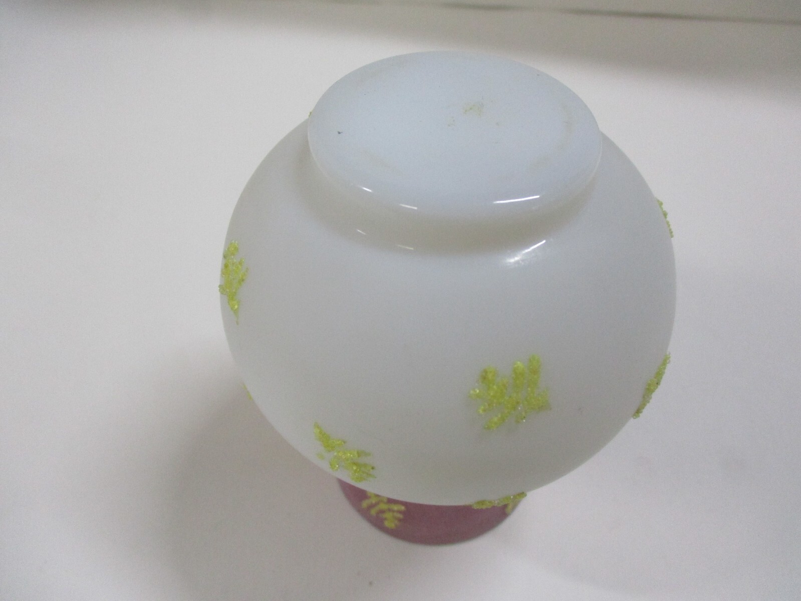 Antique 4″ Coralene Small Bulb Pink Vase Unknown Maker CHIPPED