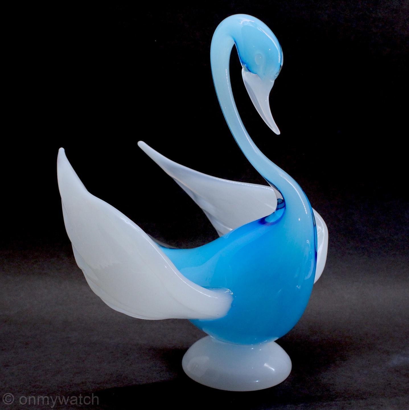 MASTERPIECE Signed Swan MURANO 🇮🇹 GULIANO MIAN Alabastro Sommerso ArT GLaSs Lg