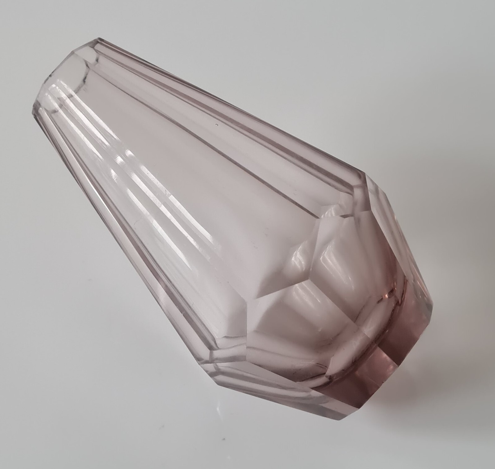 Antique Moser Art Deco Cut Glass Multi Sided Czech Bohemian Purple Vase, 1919