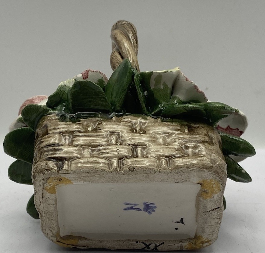 ANTIQUE Late 1700s Early 1800s NUOVA CAPODIMONTE PORCELAIN FLOWER BASKET ITALY