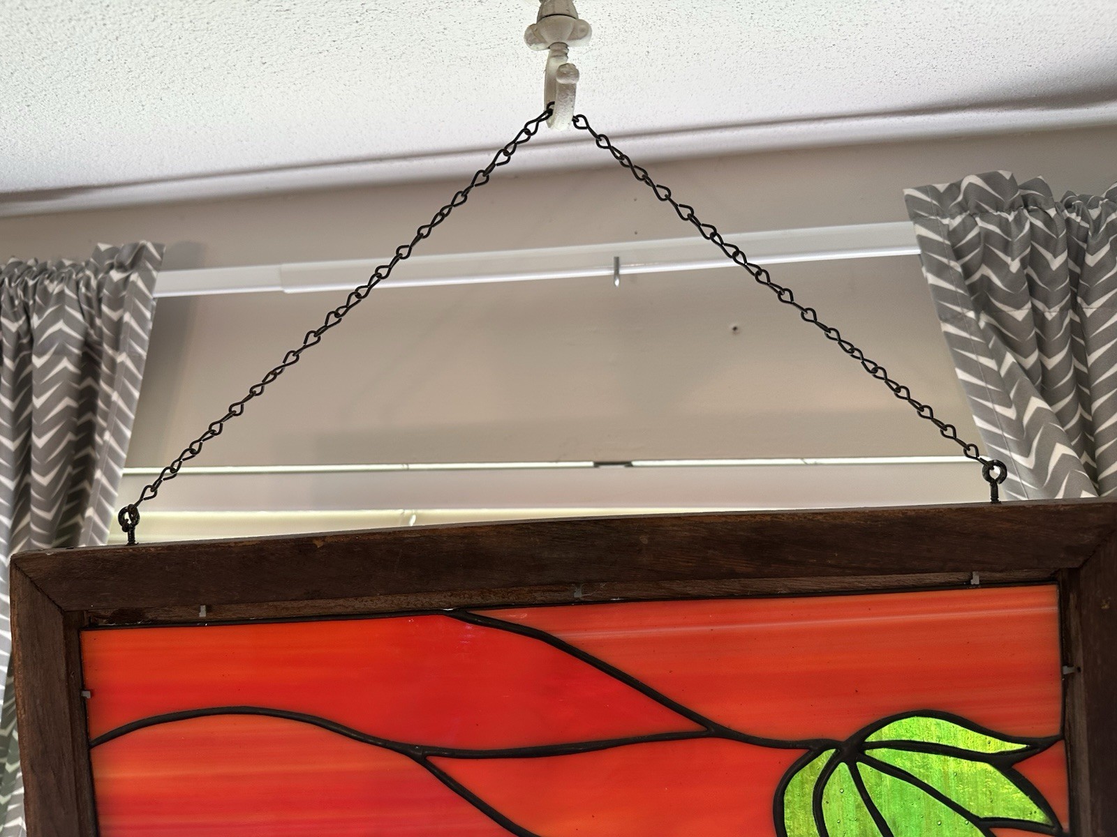 VTG Stained Glass Sunrise Sunset Sun Stained Glass Suncatcher Orange Palm Tree