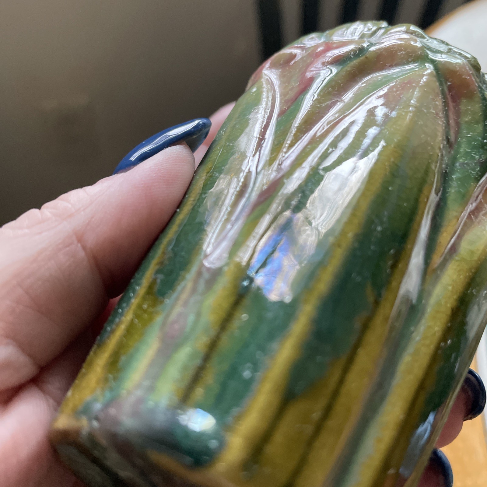 Antique Art Nouveau McCoy Amaryllis High Shoulder 4-1/4” Vase Multi Glaze