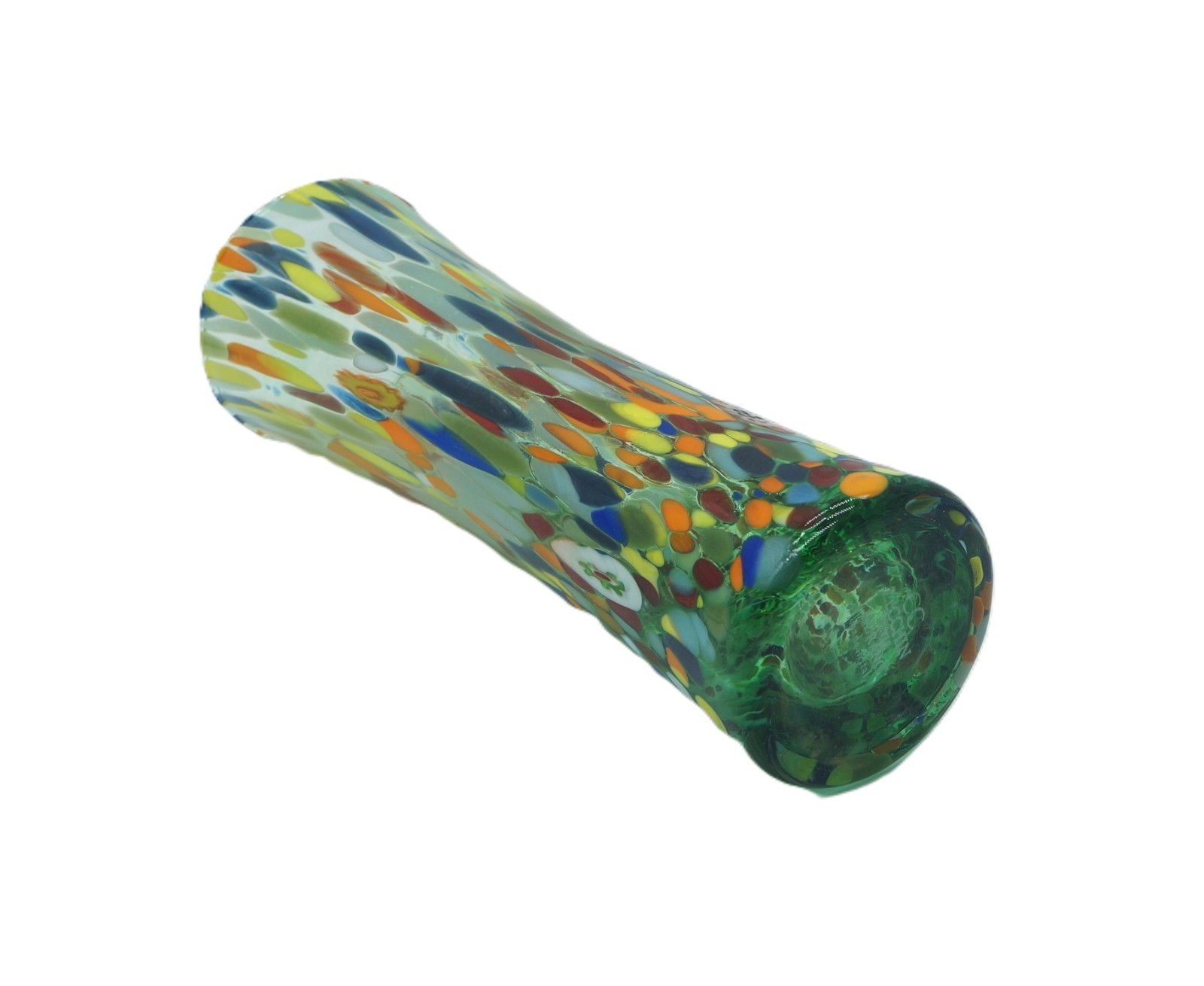 New Murano Millefiori Multi-Colored Green Vase Italian Art Glass Casanova