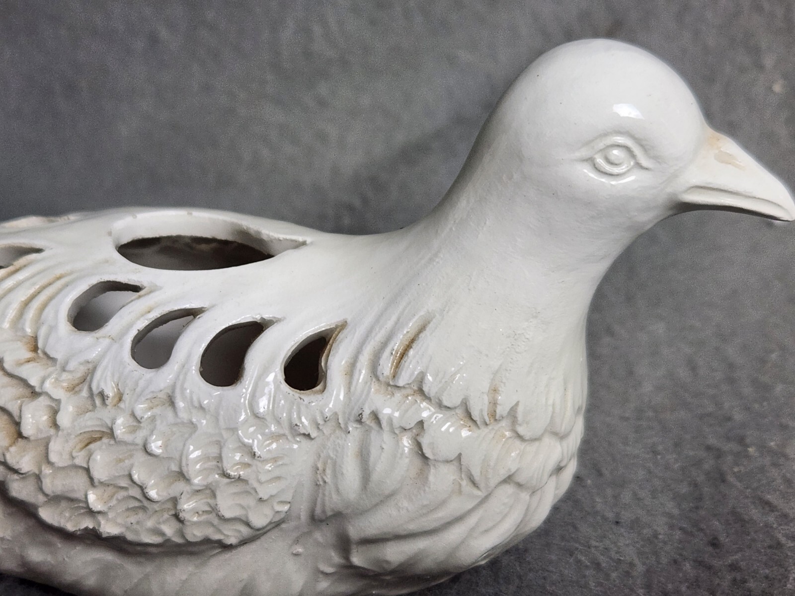 White Italian Turtle Dove Creamy Glazed Ceramic Art Vtg Figurine