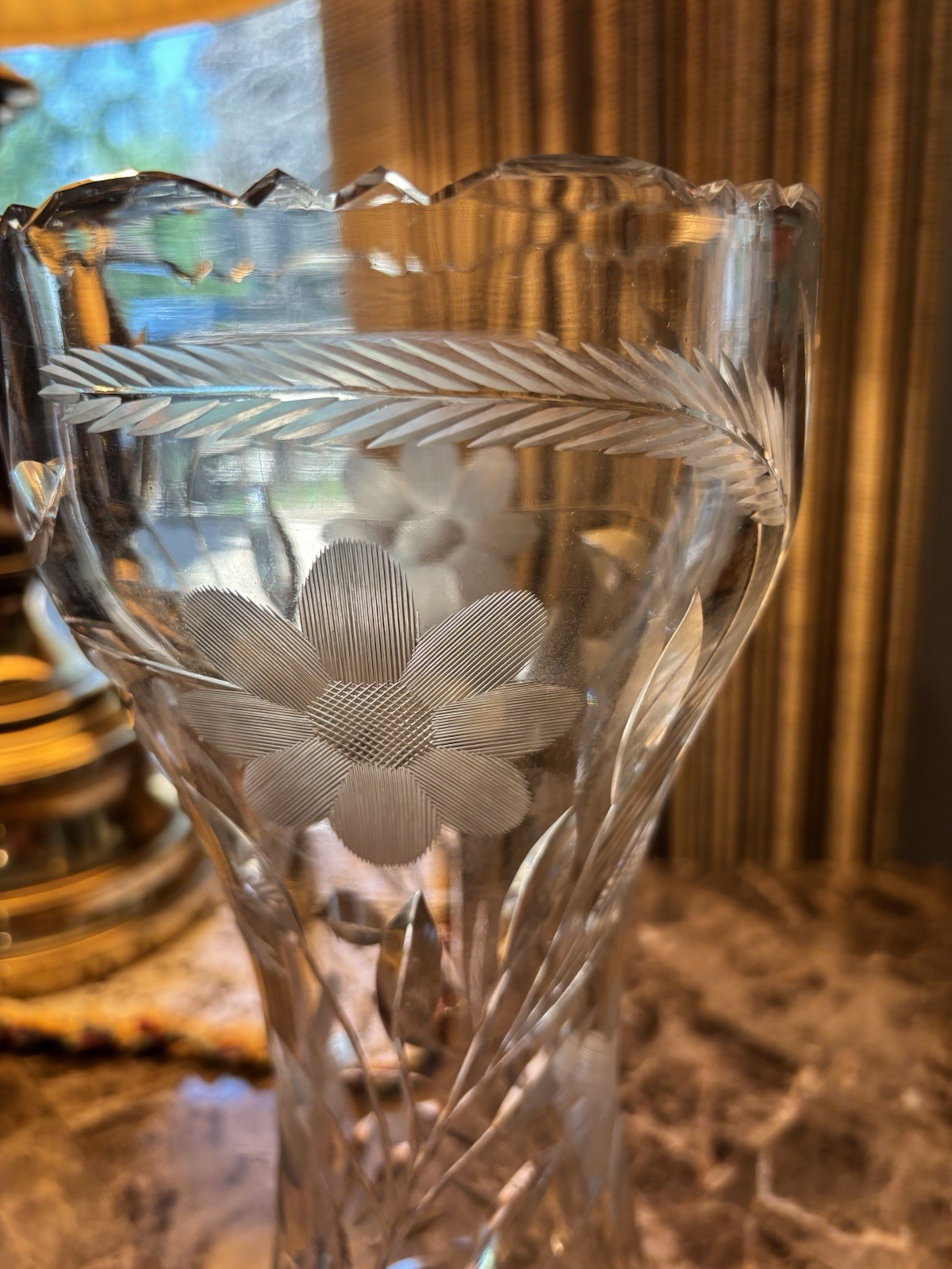 Vintage Brilliant Cut Heavy Crystal Corset Style Vase