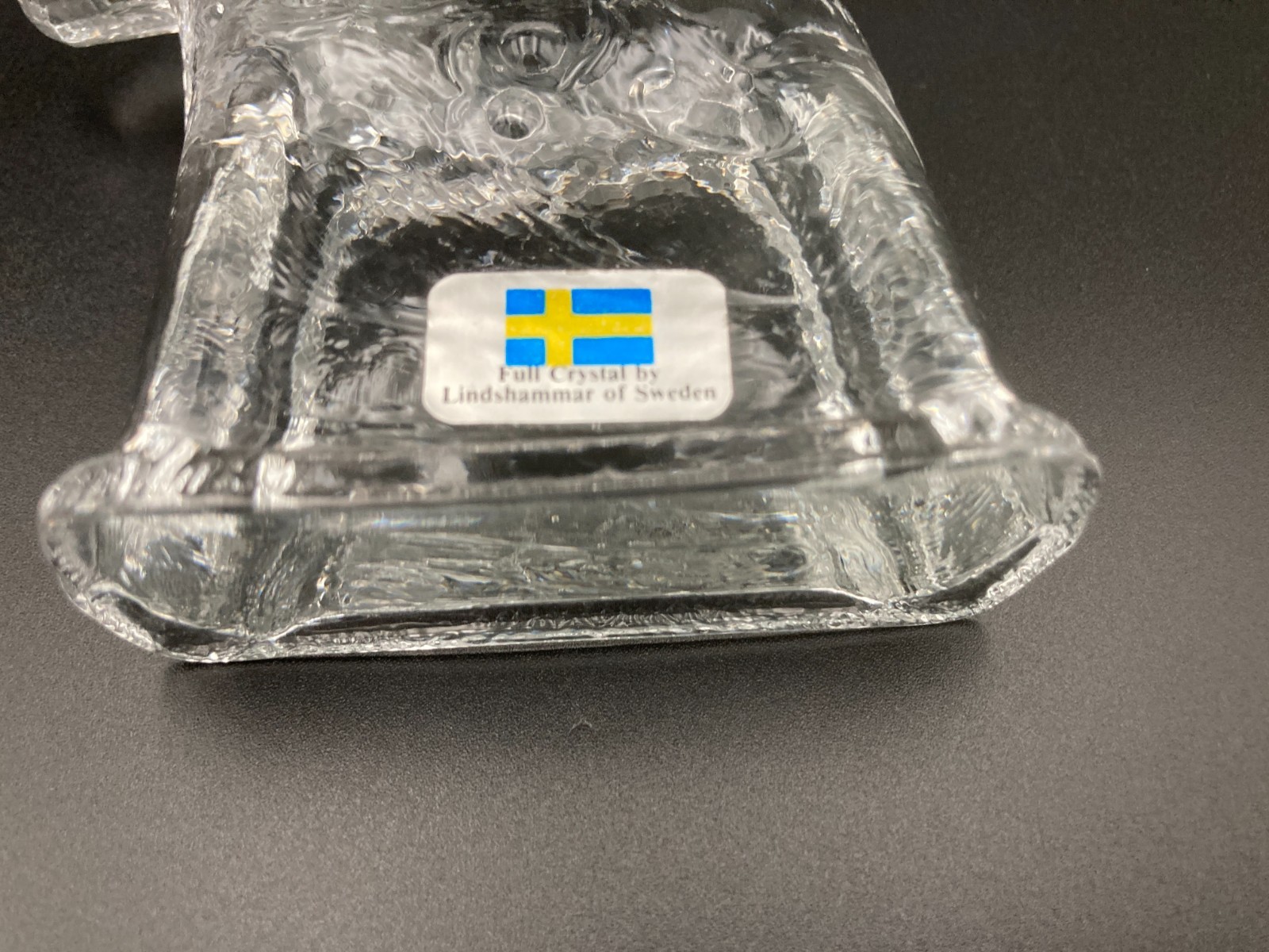 Lindshammar Art Glass Swedish Dala Horse Figurine with Tag 3 1/4″
