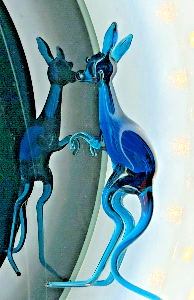 Vintage Kangaroo Figurine Blown Glass Delicate: Blue Murano?