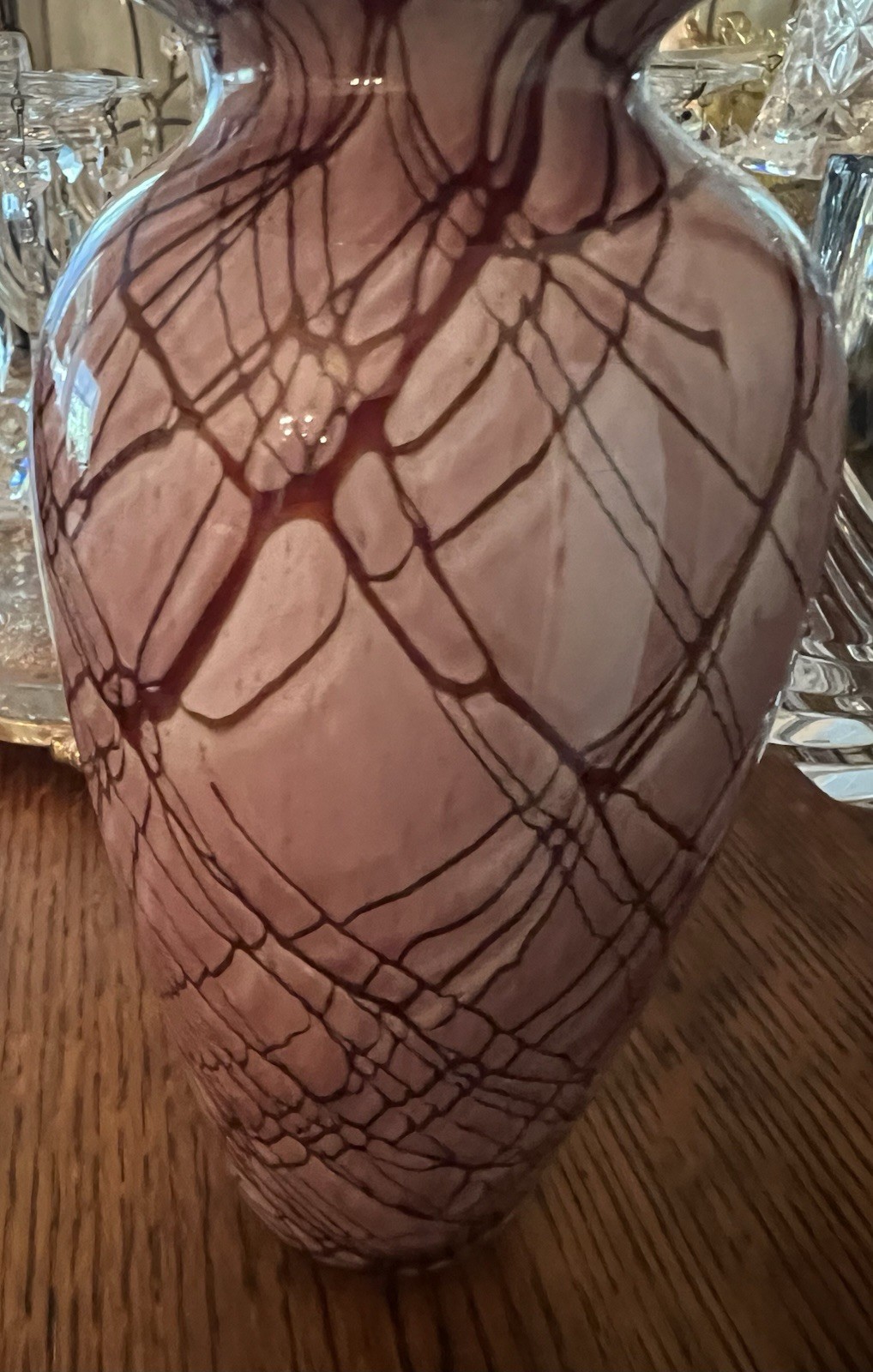 Michel Nourot Studio Vase Pink Marble Series Cased Glass Signed David Lindsey