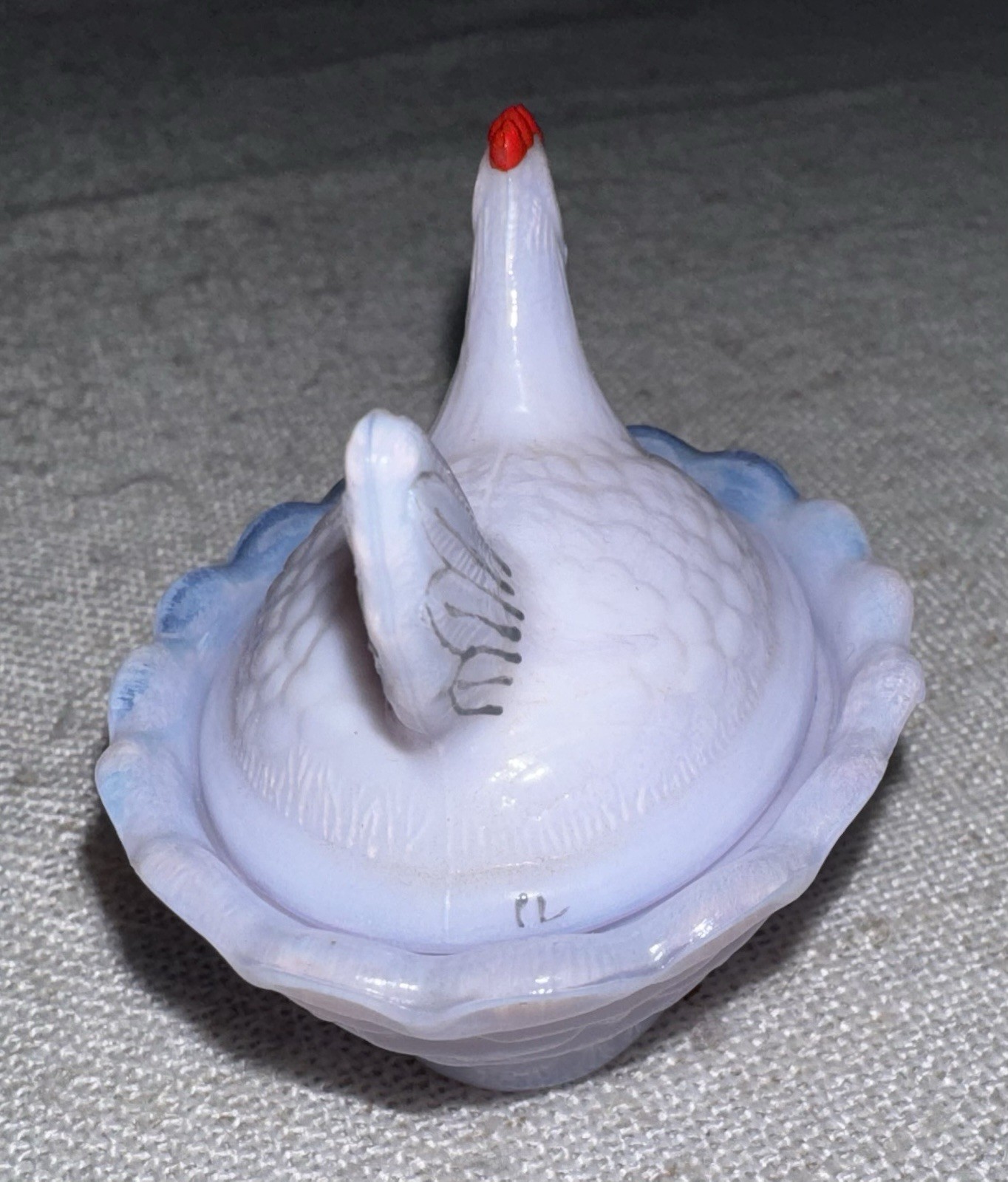 Boyd Glass Chick Salt HEN on NEST Mini HON #140 Pale Orchid Hand Painted Chicken