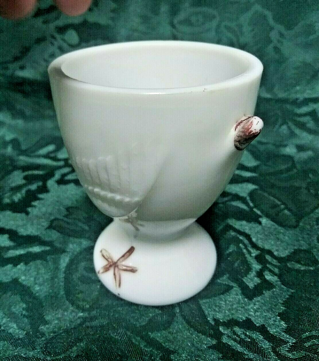 VINTAGE jumbo westmoreland MILK GLASS egg cup CHICK CHICKEN eggcup