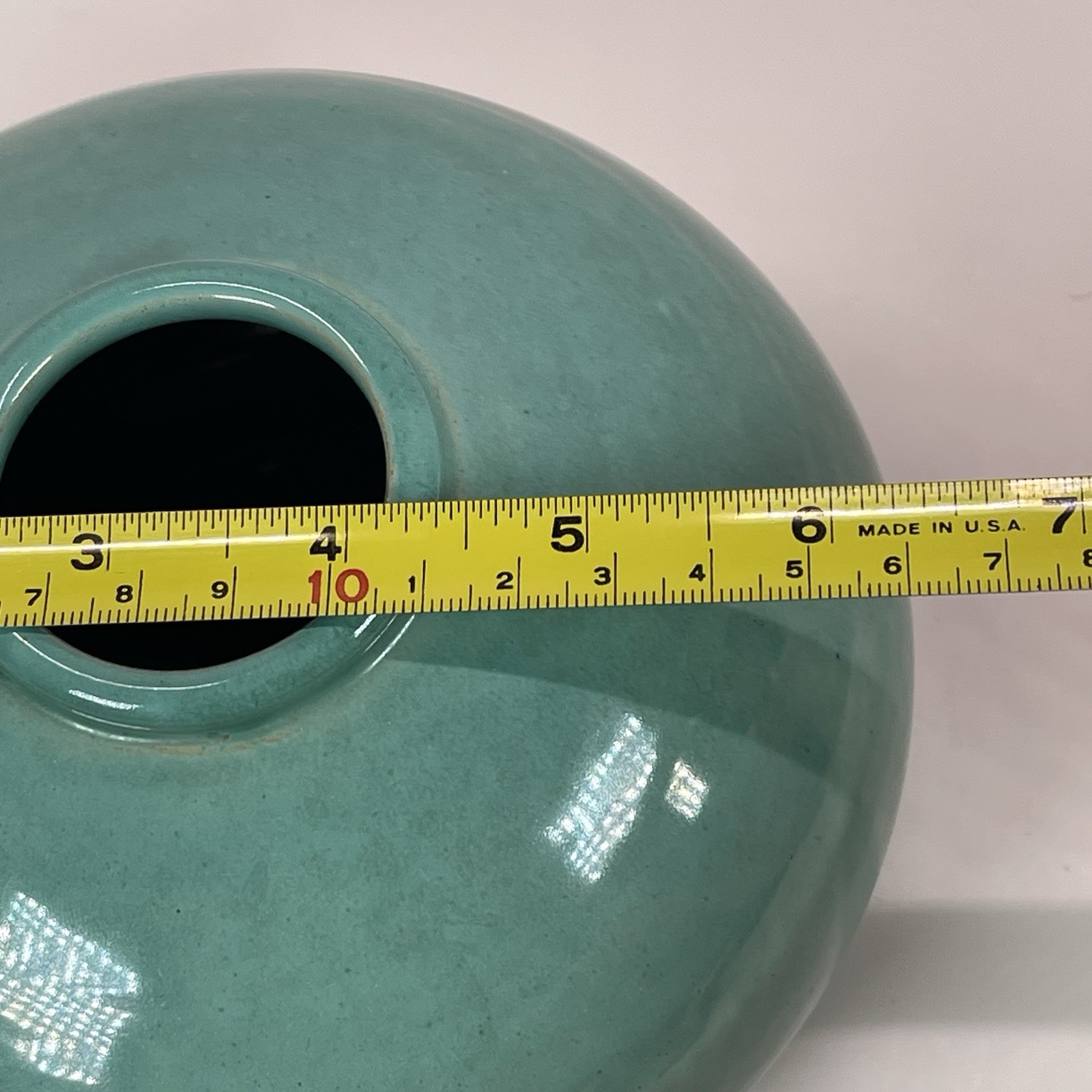 Vtg Glit Iceland Pottery Vase Turquoise Aqua Glaze Scandinavian MCM 4”x6.5”
