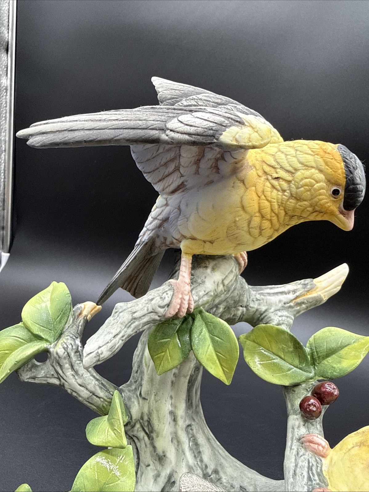 Andrea by Sadek Goldfinch porcelain bird figurine, hand painted, 11 in