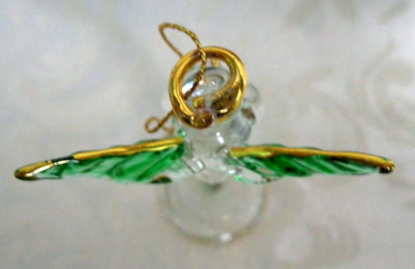 Hand Blown Glass Praying Angel Bell Ornament 2 3/4″ in Height