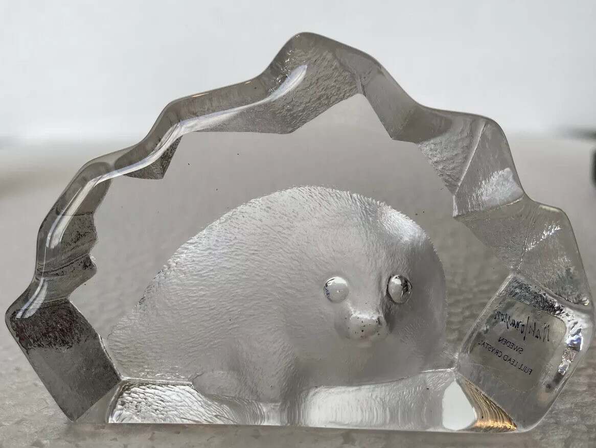 Mats Jonasson Lead Crystal Treasures Baby Seal Art Sculpture Made in Sweden