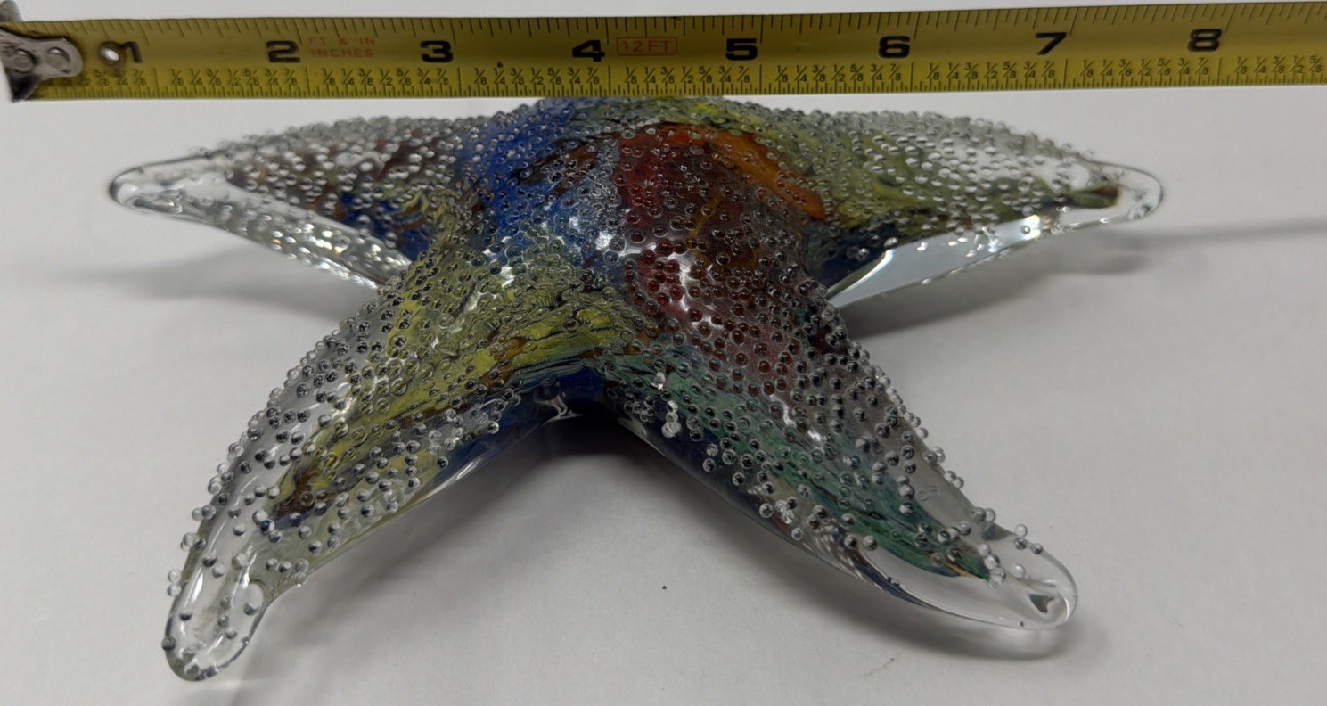 Starfish Paperweight Multi-colored Art Glass 7.75” Murano Style