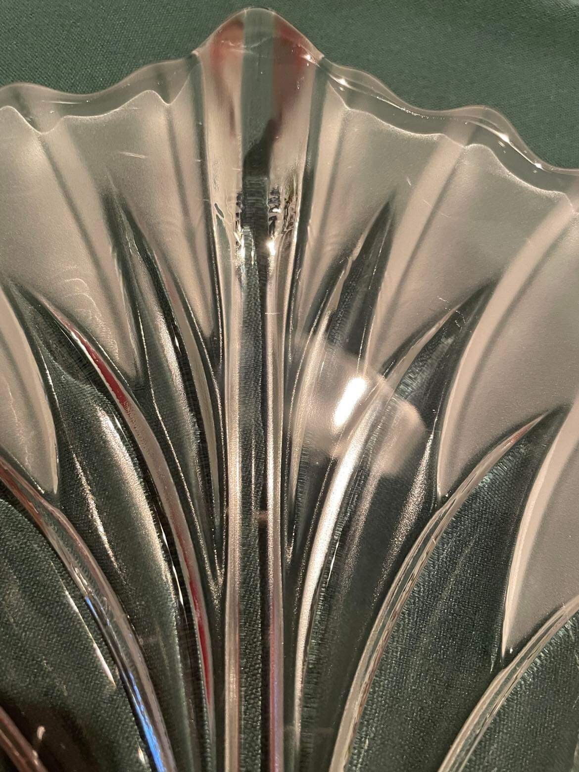 Vintage Mikasa Frosted Walther Glass, Crystal Leaf Platter 11.5” See Pics