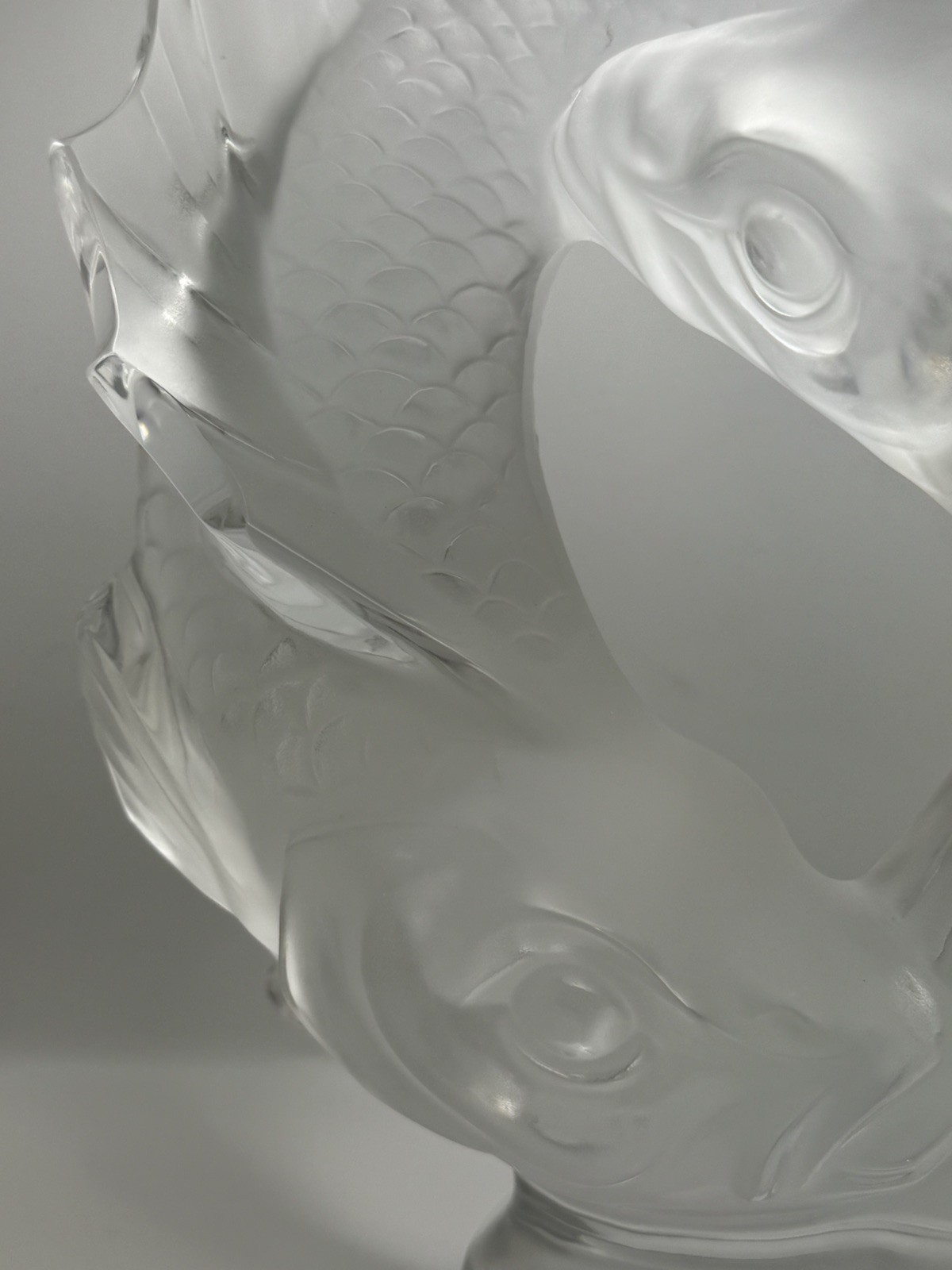 Lalique Crystal Large 11” Double Fish Deux Poisson Sculpture signed Excellent
