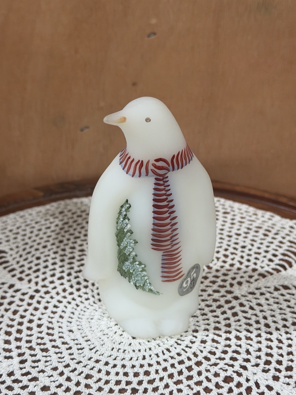 95th Anniversary Vintage Fenton 2000 Christmas Penguin Hand Painted Signed