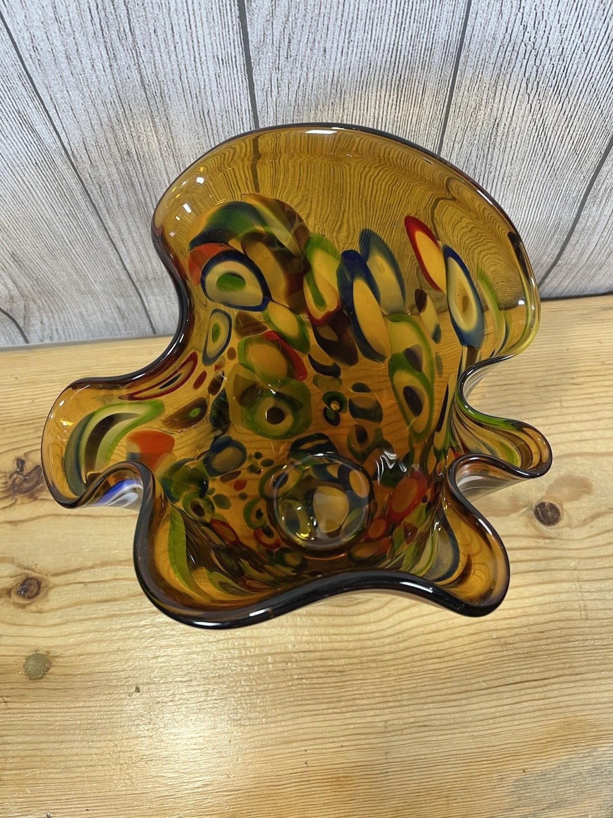 Gorgeous Vintage Murano Style Art Glass Vase. Home Decor. Heavy, Weighs 8lbs