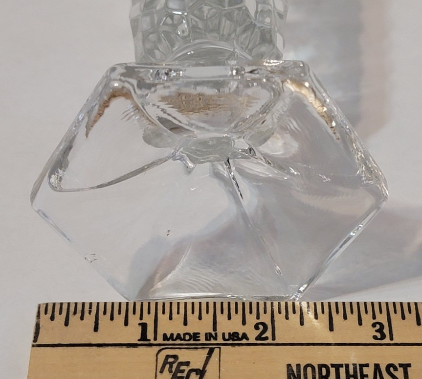 American Cube/Cubist Fostoria Clear Glass Hexagonal Footed Cupped Top Bud Vase