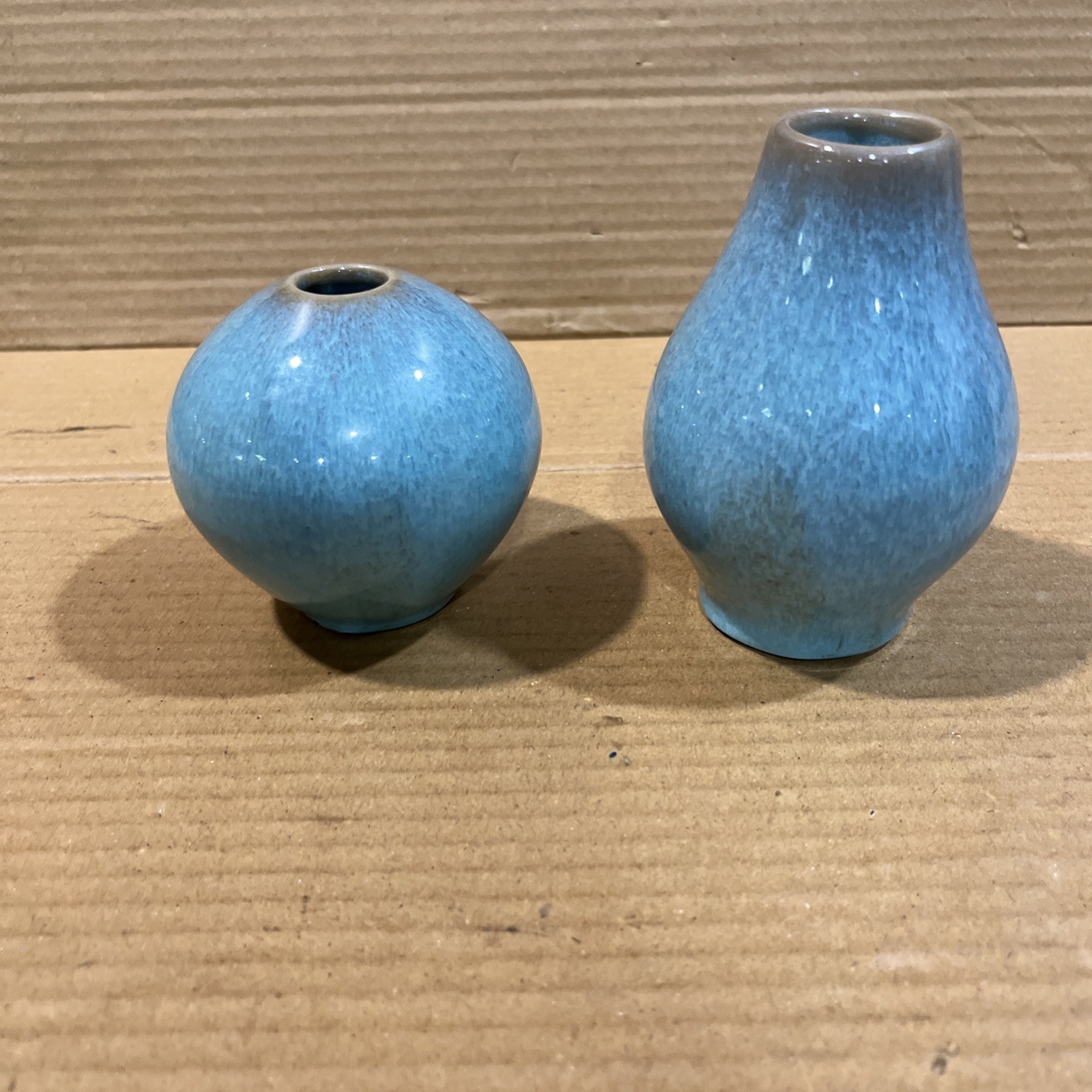 Small Ceramic Vase Green & Blue Glaze artisan pottery table centerpiece (2)