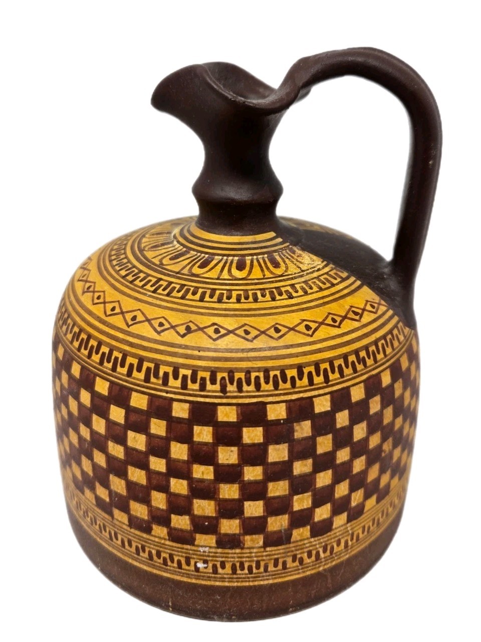 Geometrical Period Hand Made Copy From-800 To 900 BC Trefoil Mouth Ceramic Brown