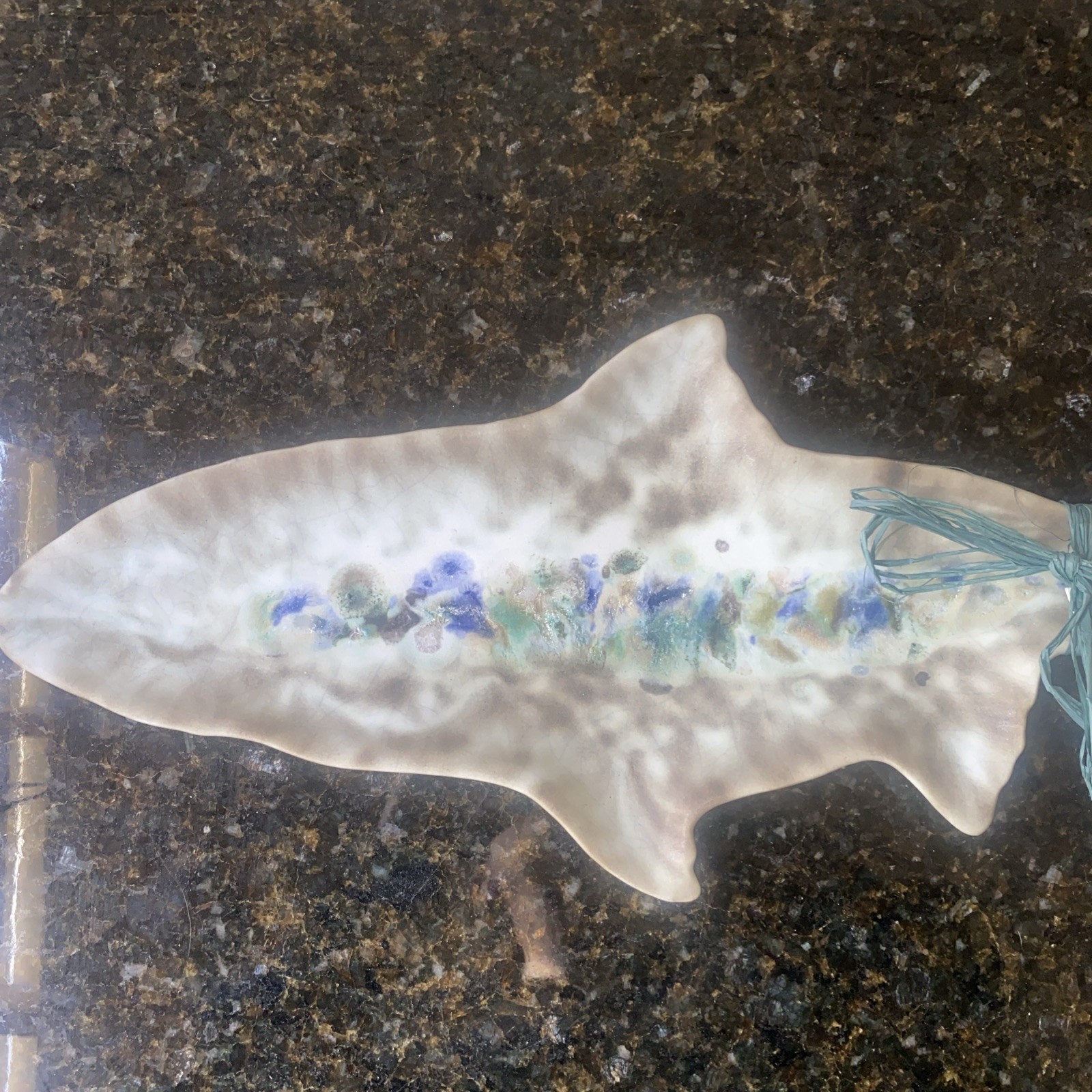 Ouray Glassworks Sam Rushing Signed Rainbow Trout Platter Ceramic/melted Glass
