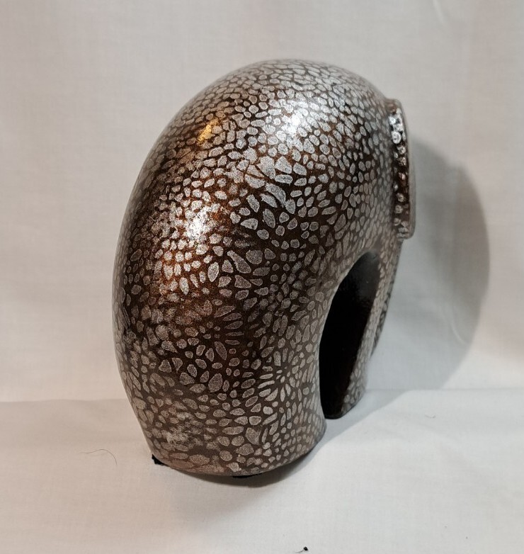 Elephant Statue Modern Safari Brown Silver Animal Figurine Oak Expressions HEAVY