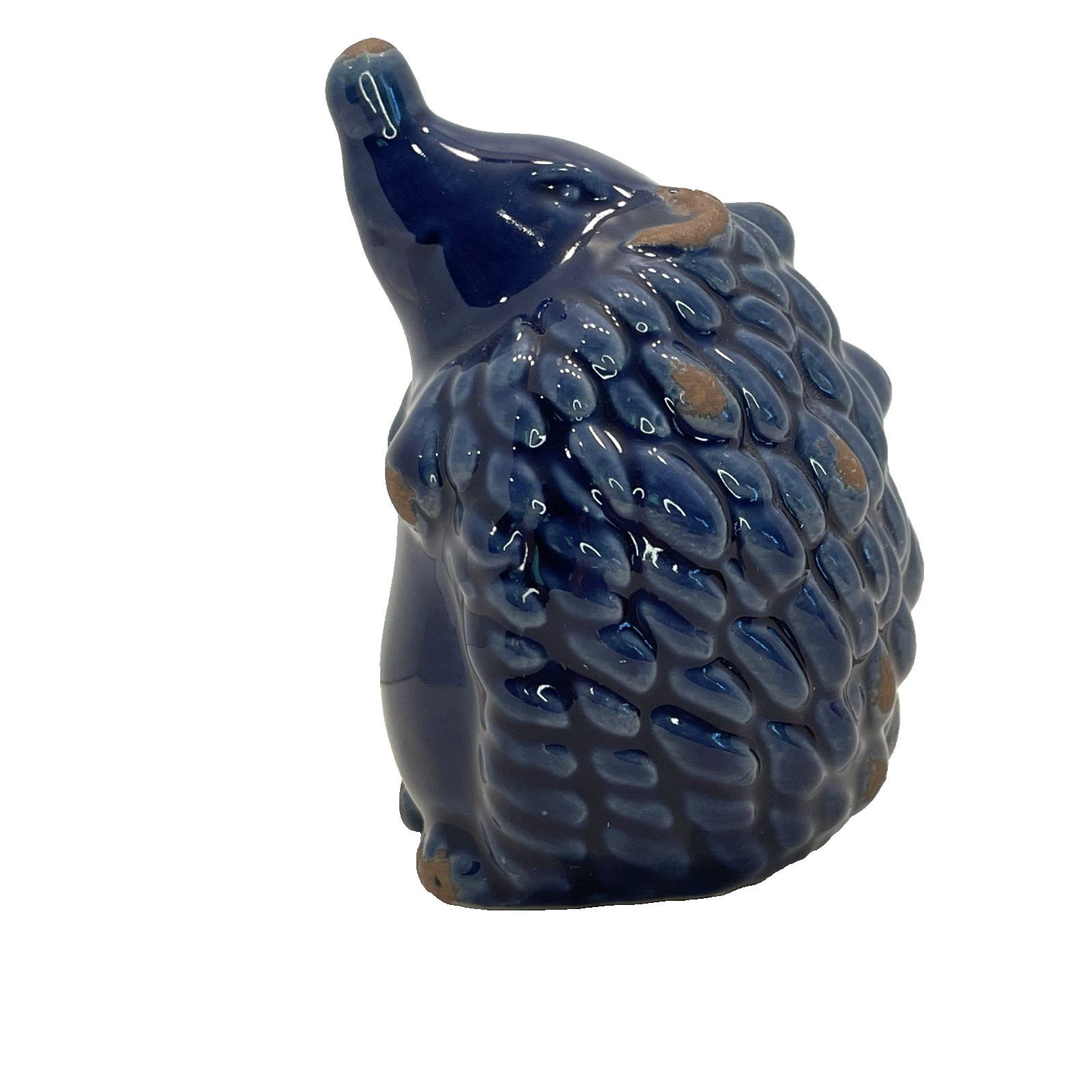 Cobalt Blue Pottery Hedgehog Figurine