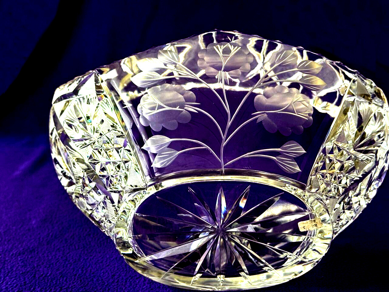 Antique Clear Cut Glass Crystal Basket 10.5″ h x 12″ l x 8.5″ w – ABP 1900-1919