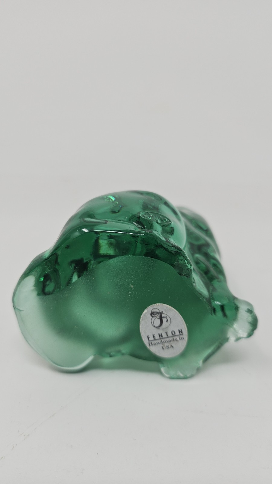 Fenton Green Sitting Cat Glass Figurine 3.75” Collectible *FREE SHIP*