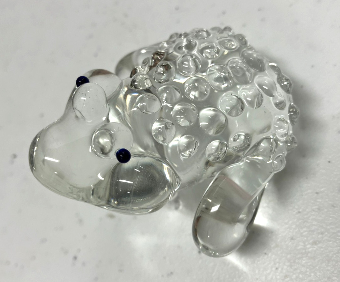 Vintage Art Glass Crystal Glass Frog Toad Figurine, Unique Art Décor F