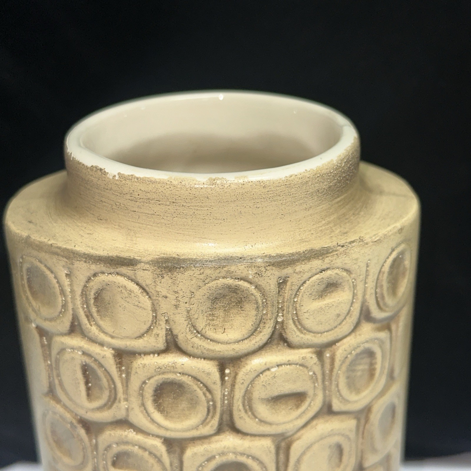 McCoy USA 36 Scandia Mid Century Modern MCM Circles Tall Vase – BEIGE