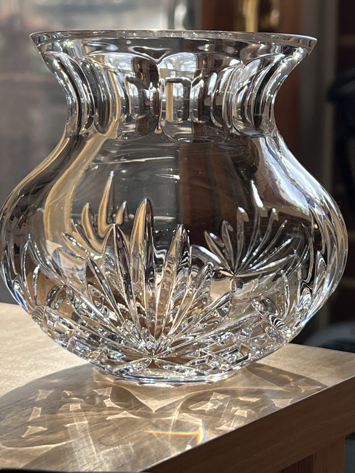 Rogaska Richmond Crystal Flower Vase Yugoslavia Signed 4.75″ WOBBLES!