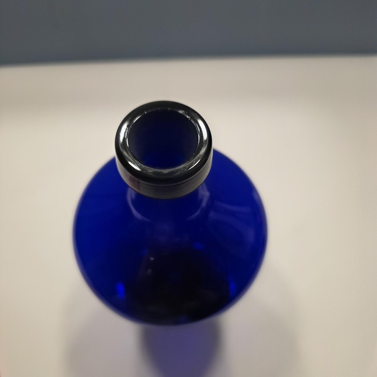 Vintage Large Cobalt Blue & Clear Glass VASE 9.5 Inches Tall