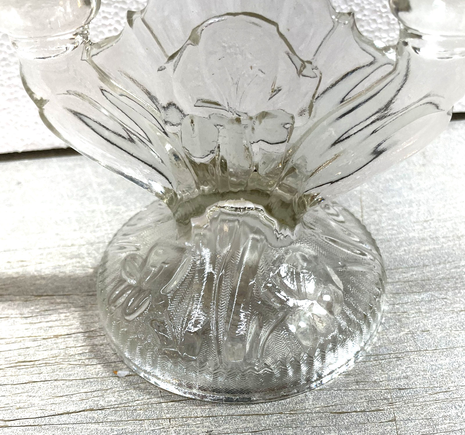 3 THREE Antique JEANNETTE Depression Glass Double Candlestick Iris Clear 1928-32