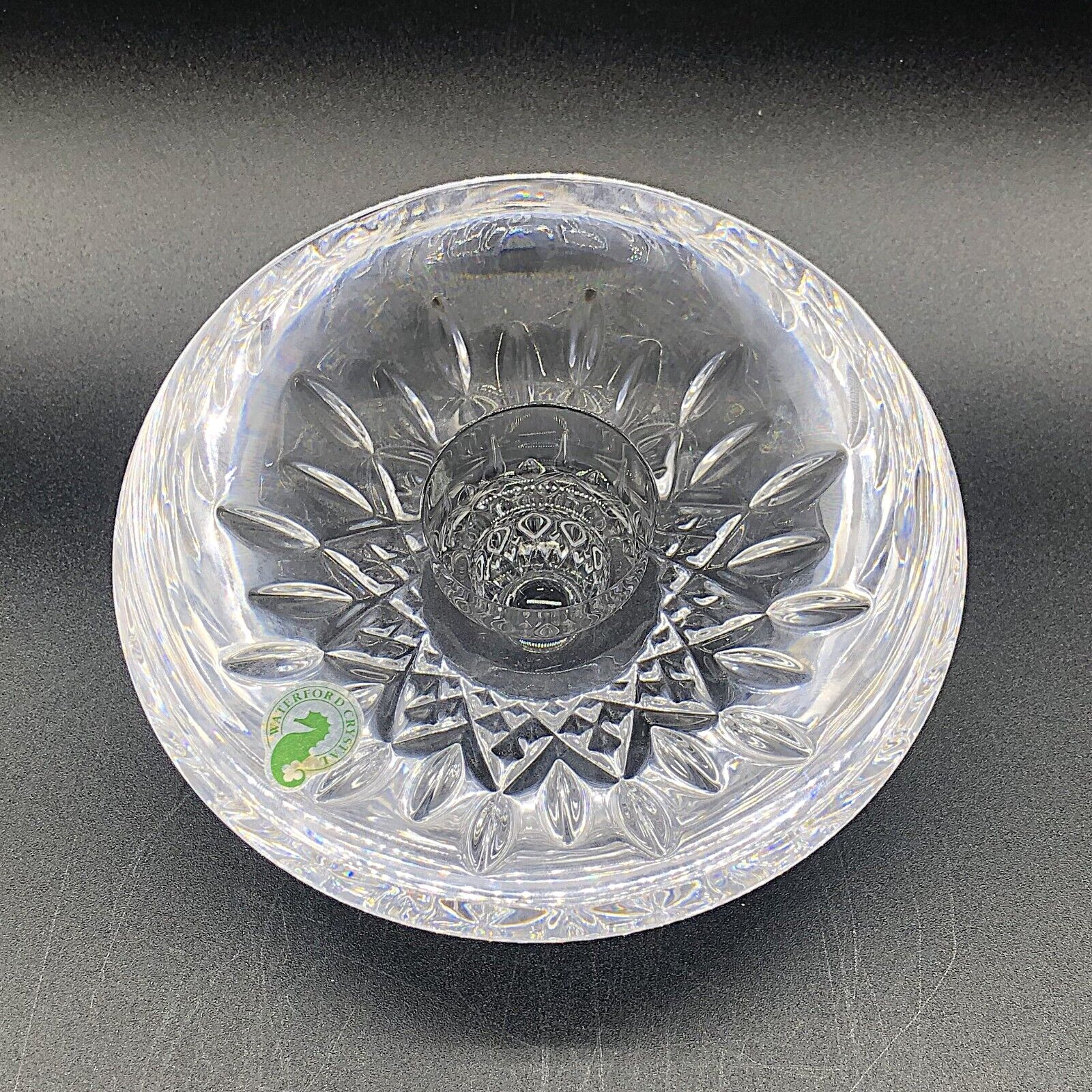 Waterford Crystal Lismore Round Candle Holder for 2 size candles 6″ Wide, 5 lb
