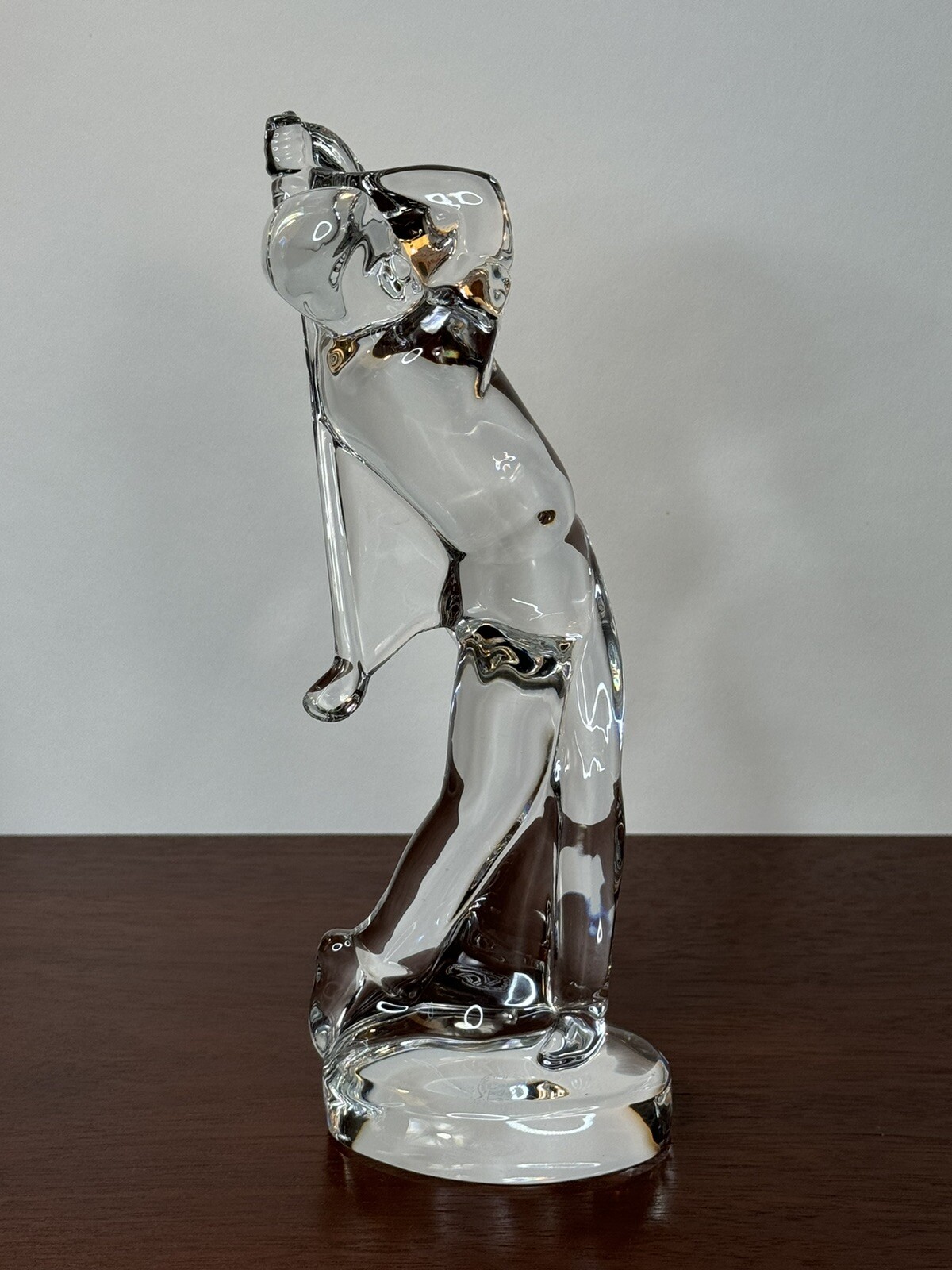 BACCARAT Clear Crystal Sculpture Male Golfer France 9.5 Inches Tall