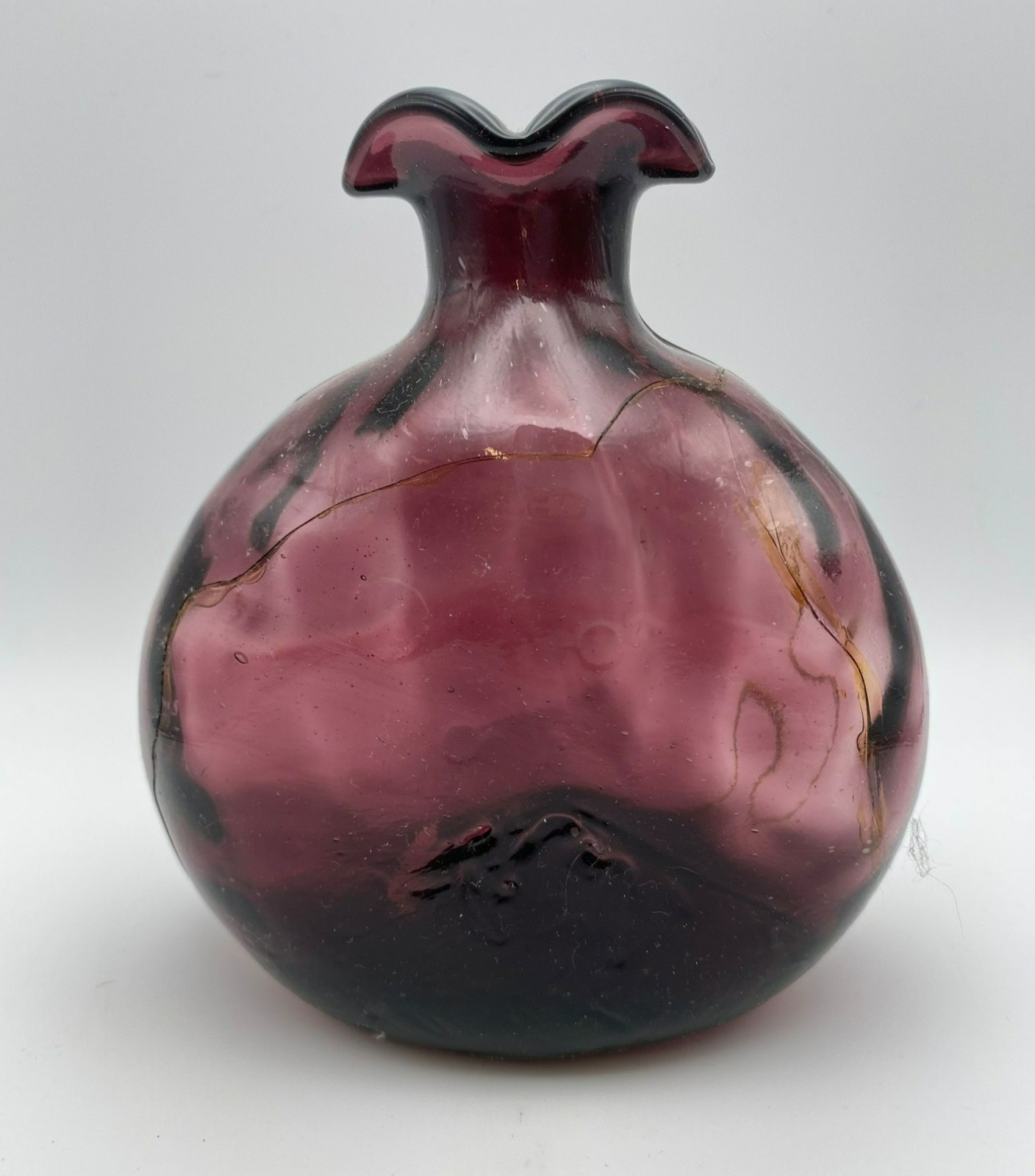 Clevenger Brothers Amethyst Glass Bottle Vintage Molded Windowsill Purple 50-60s