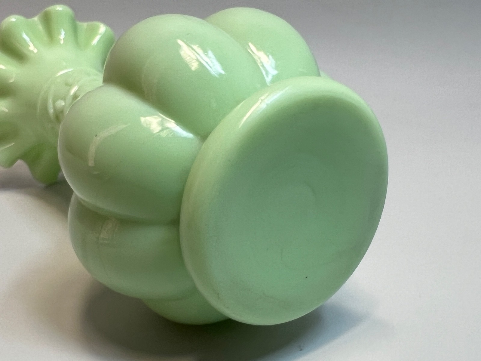 Antique French Portieux Green Opaline Molded Glass Vase
