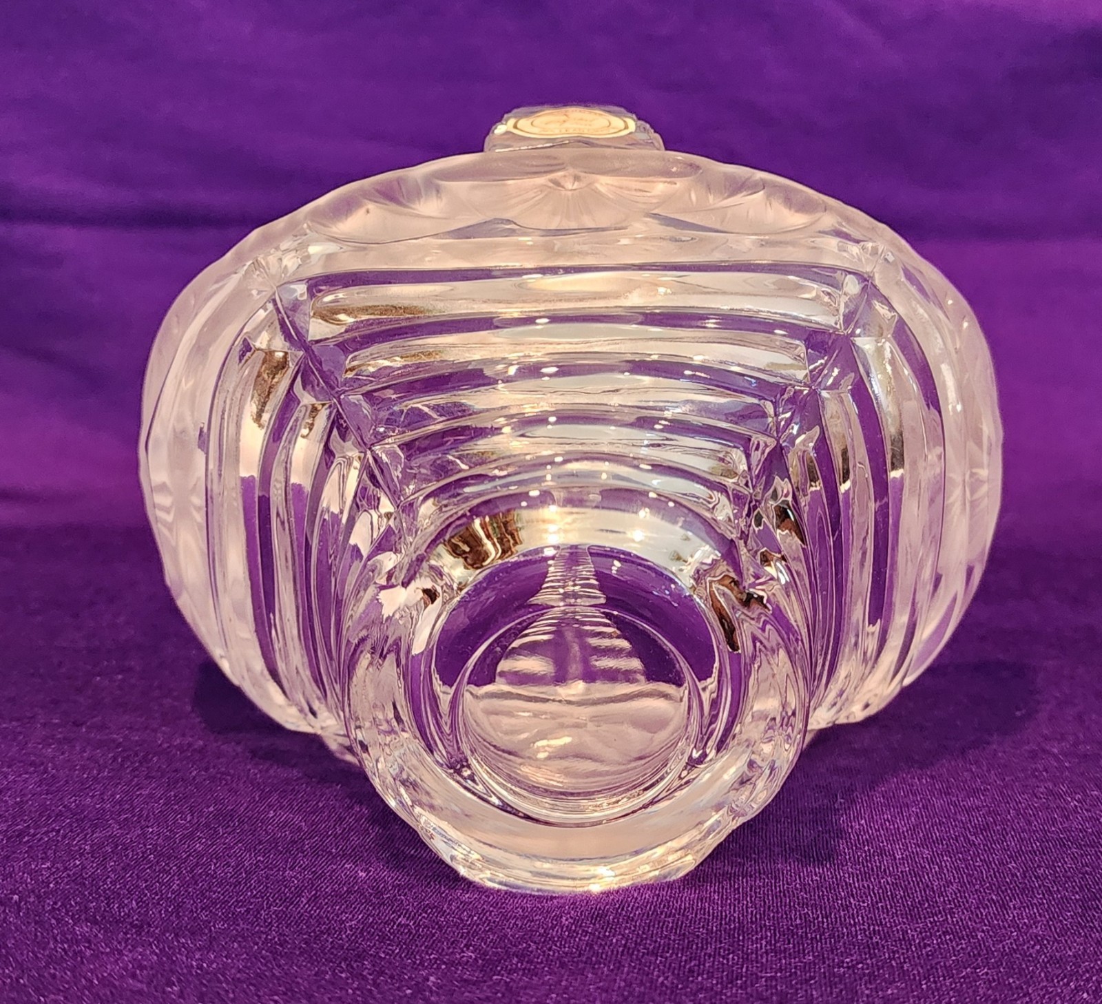 Vintage CRYSTAL CLEAR 24% Lead Crystal Basket Made in Germany with Label