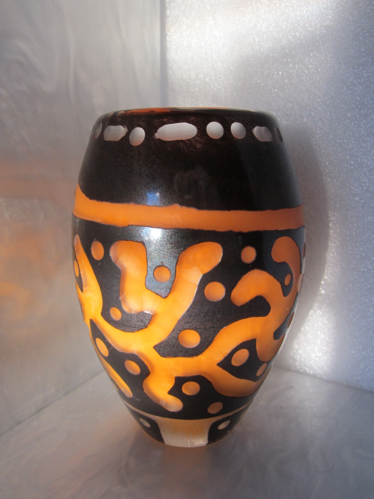 RARE ANTIQUE 1920’s ART DECO CHARLES SCHNEIDER (1881-1953) FRANCE ART GLASS VASE